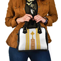 Habesha Motifs Ethiopia Shoulder Handbag Tilet White Gold