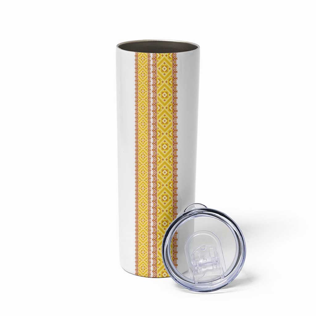 Habesha Motifs Ethiopia Skinny Tumbler Tilet White Gold