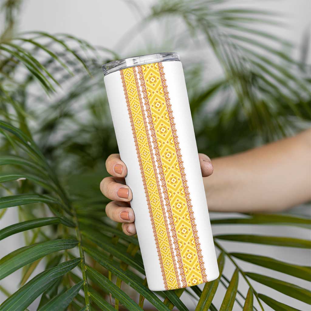 Habesha Motifs Ethiopia Skinny Tumbler Tilet White Gold