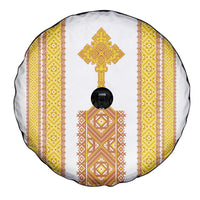 Habesha Motifs Ethiopia Spare Tire Cover Tilet White Gold