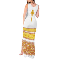 Habesha Motifs Ethiopia Tank Maxi Dress Tilet White Gold
