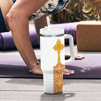 Habesha Motifs Ethiopia Tumbler With Handle Tilet White Gold