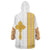 Habesha Motifs Ethiopia Wearable Blanket Hoodie Tilet White Gold