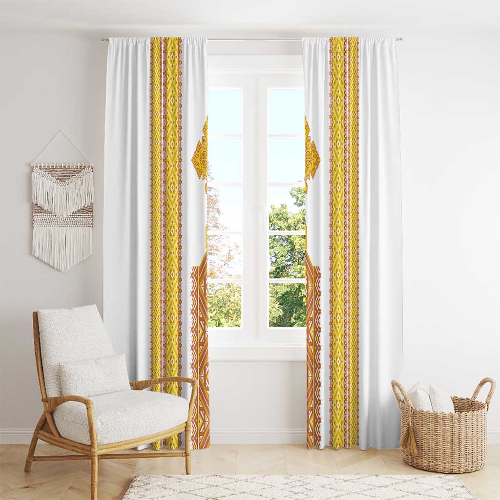 Habesha Motifs Ethiopia Window Curtain Tilet White Gold