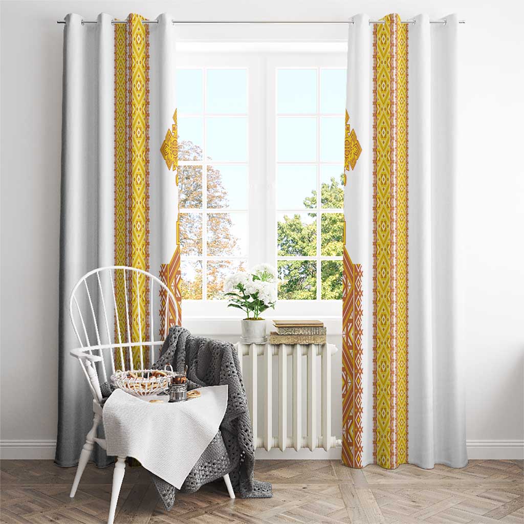 Habesha Motifs Ethiopia Window Curtain Tilet White Gold
