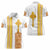 Habesha Motifs Ethiopia Women Polo Shirt Tilet White Gold