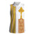 Habesha Motifs Ethiopia Women Sleeveless Polo Shirt Tilet White Gold