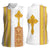 Habesha Motifs Ethiopia Women Sleeveless Polo Shirt Tilet White Gold