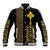Habesha Motifs Ethiopia Baseball Jacket Tilet Black Gold