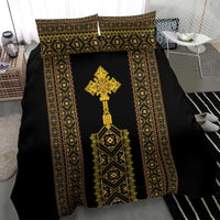 Habesha Motifs Ethiopia Bedding Set Tilet Black Gold