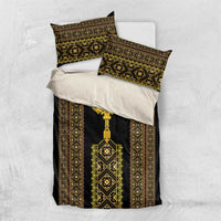 Habesha Motifs Ethiopia Bedding Set Tilet Black Gold
