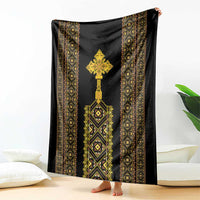 Habesha Motifs Ethiopia Blanket Tilet Black Gold