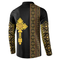 Habesha Motifs Ethiopia Button Sweatshirt Tilet Black Gold