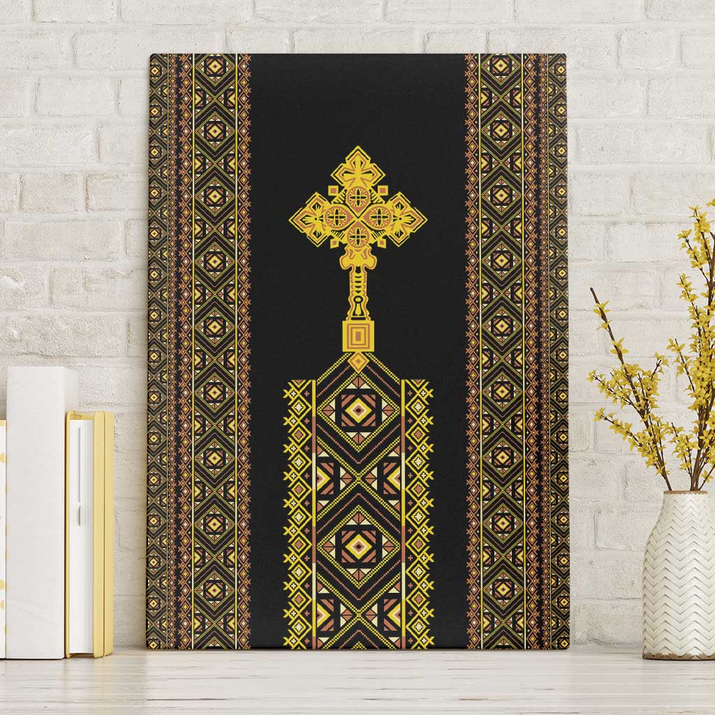 Habesha Motifs Ethiopia Canvas Wall Art Tilet Black Gold