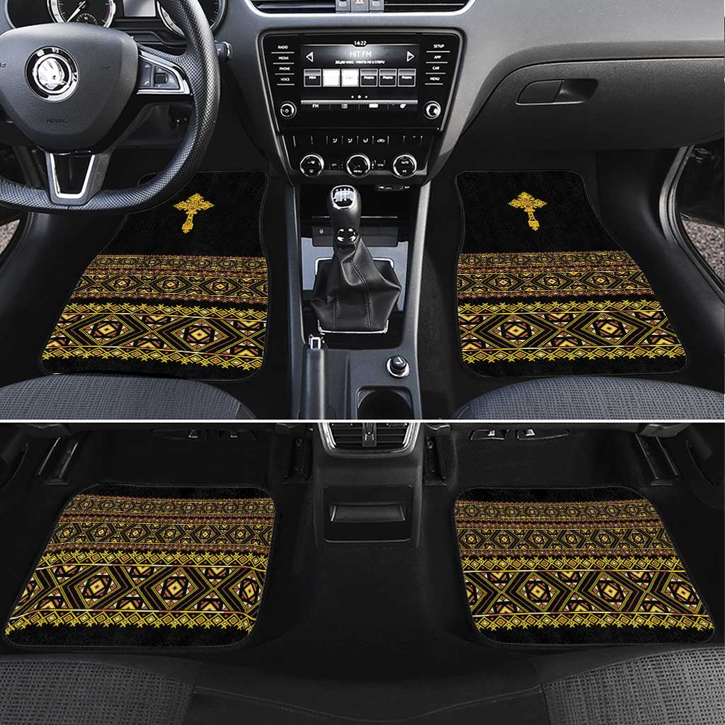 Habesha Motifs Ethiopia Car Mats Tilet Black Gold