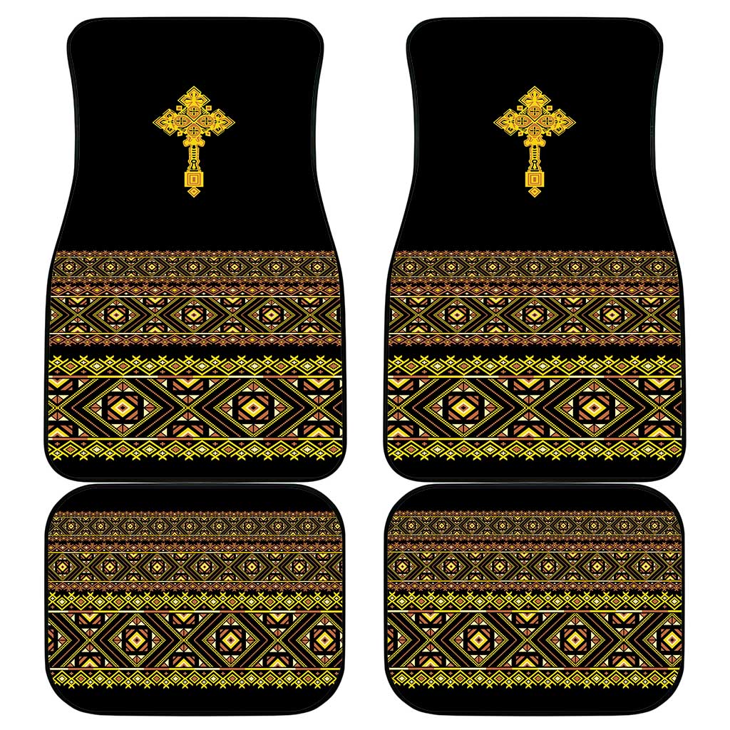 Habesha Motifs Ethiopia Car Mats Tilet Black Gold