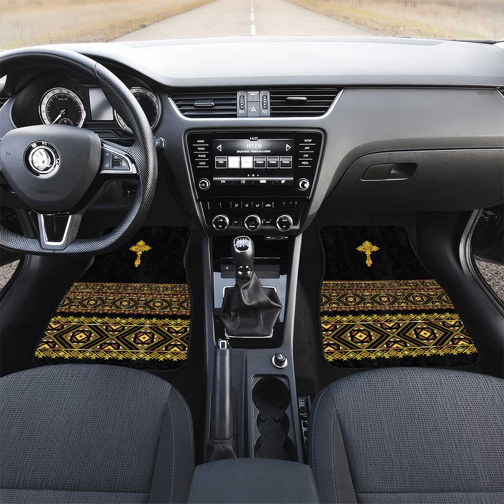 Habesha Motifs Ethiopia Car Mats Tilet Black Gold