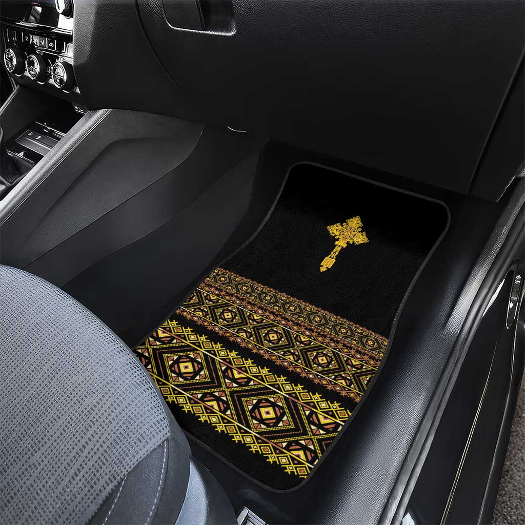 Habesha Motifs Ethiopia Car Mats Tilet Black Gold