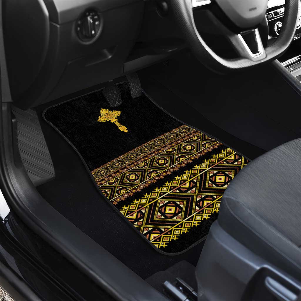 Habesha Motifs Ethiopia Car Mats Tilet Black Gold