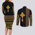 Habesha Motifs Ethiopia Couples Matching Long Sleeve Bodycon Dress and Long Sleeve Button Shirt Tilet Black Gold