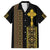 Habesha Motifs Ethiopia Family Matching Long Sleeve Bodycon Dress and Hawaiian Shirt Tilet Black Gold