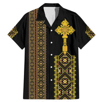 Habesha Motifs Ethiopia Family Matching Mermaid Dress and Hawaiian Shirt Tilet Black Gold