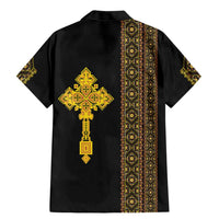 Habesha Motifs Ethiopia Family Matching Mermaid Dress and Hawaiian Shirt Tilet Black Gold