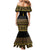 Habesha Motifs Ethiopia Family Matching Mermaid Dress and Hawaiian Shirt Tilet Black Gold