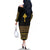 Habesha Motifs Ethiopia Family Matching Off The Shoulder Long Sleeve Dress and Hawaiian Shirt Tilet Black Gold