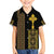 Habesha Motifs Ethiopia Family Matching Off The Shoulder Long Sleeve Dress and Hawaiian Shirt Tilet Black Gold