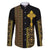 Habesha Motifs Ethiopia Family Matching Off Shoulder Maxi Dress and Hawaiian Shirt Tilet Black Gold