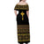 Habesha Motifs Ethiopia Family Matching Off Shoulder Maxi Dress and Hawaiian Shirt Tilet Black Gold