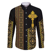 Habesha Motifs Ethiopia Family Matching Puletasi and Hawaiian Shirt Tilet Black Gold