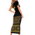 Habesha Motifs Ethiopia Family Matching Short Sleeve Bodycon Dress and Hawaiian Shirt Tilet Black Gold