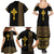 Habesha Motifs Ethiopia Family Matching Summer Maxi Dress and Hawaiian Shirt Tilet Black Gold