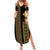 Habesha Motifs Ethiopia Family Matching Summer Maxi Dress and Hawaiian Shirt Tilet Black Gold