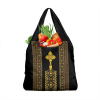 Habesha Motifs Ethiopia Grocery Bag Tilet Black Gold