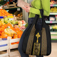 Habesha Motifs Ethiopia Grocery Bag Tilet Black Gold