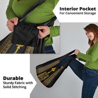 Habesha Motifs Ethiopia Grocery Bag Tilet Black Gold