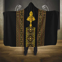 Habesha Motifs Ethiopia Hooded Blanket Tilet Black Gold