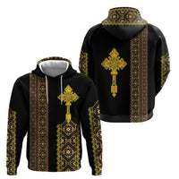 Habesha Motifs Ethiopia Hoodie Tilet Black Gold