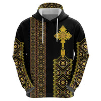 Habesha Motifs Ethiopia Hoodie Tilet Black Gold