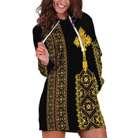 Habesha Motifs Ethiopia Hoodie Dress Tilet Black Gold