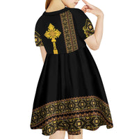 Habesha Motifs Ethiopia Kid Short Sleeve Dress Tilet Black Gold