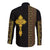 Habesha Motifs Ethiopia Long Sleeve Button Shirt Tilet Black Gold