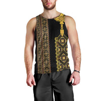 Habesha Motifs Ethiopia Men Tank Top Tilet Black Gold