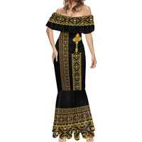 Habesha Motifs Ethiopia Mermaid Dress Tilet Black Gold