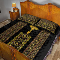 Habesha Motifs Ethiopia Quilt Bed Set Tilet Black Gold