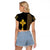 Habesha Motifs Ethiopia Raglan Cropped T Shirt Tilet Black Gold