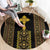 Habesha Motifs Ethiopia Round Carpet Tilet Black Gold
